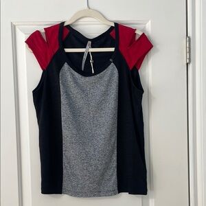 Cop.Copine Gray and Black Tie Front Tank Top